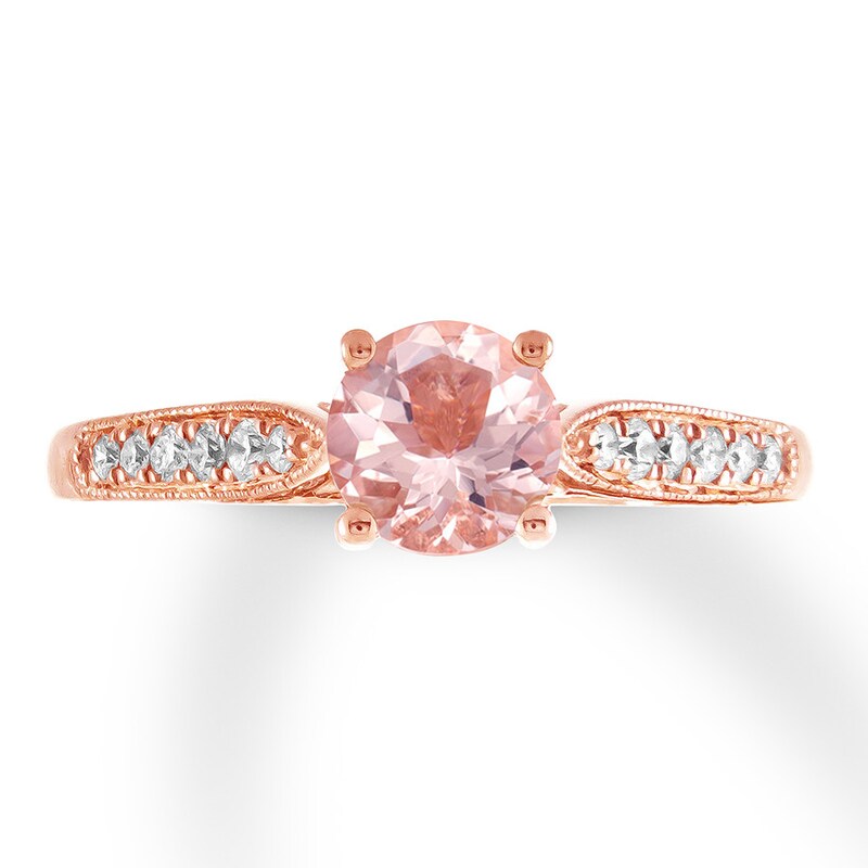Morganite Engagement Ring 1/8 ct tw Diamonds 14K Rose Gold