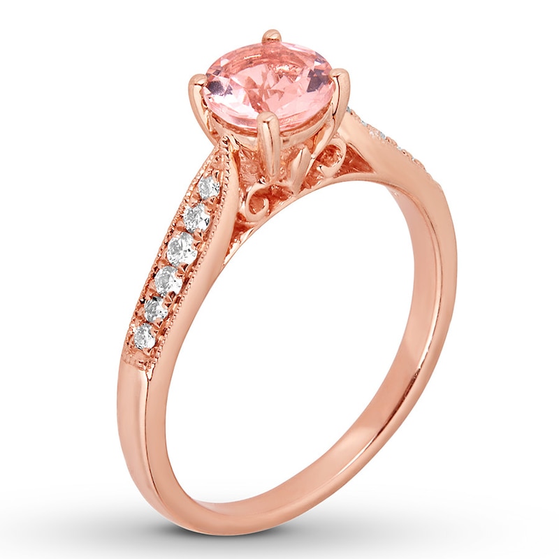 Morganite Engagement Ring 1/8 ct tw Diamonds 14K Rose Gold