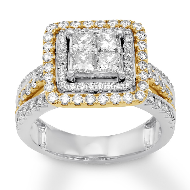 Diamond Engagement Ring 1-3/4 ct tw Princess 14K Two-Tone Gold
