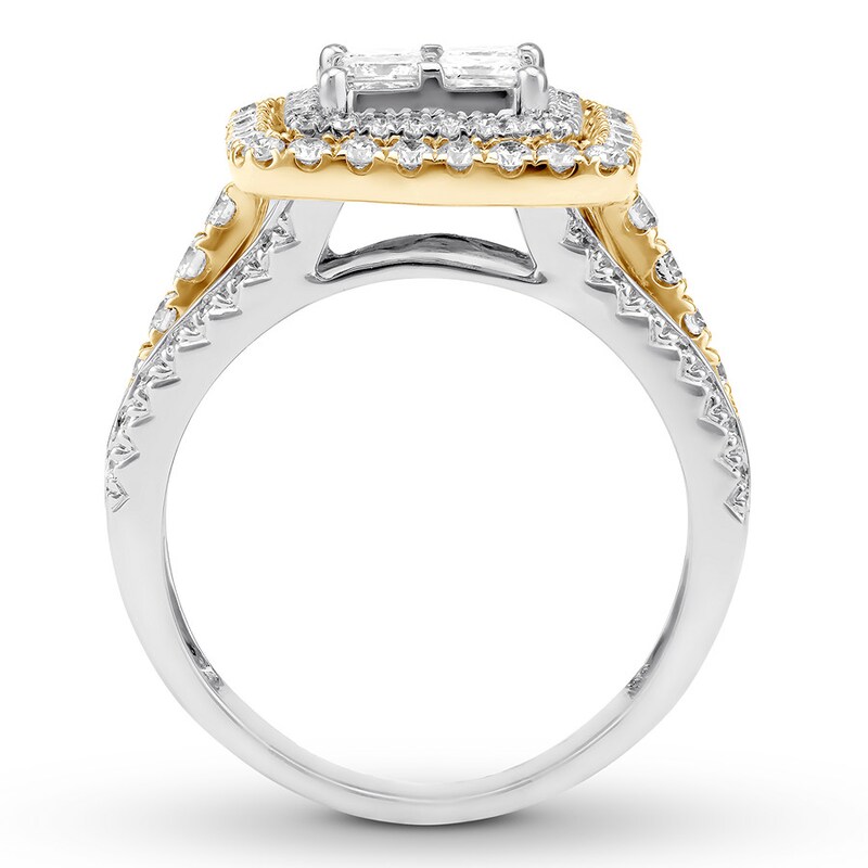 Diamond Engagement Ring 1-3/4 ct tw Princess 14K Two-Tone Gold