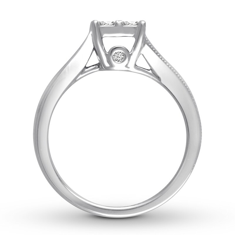 Main Image 3 of Diamond Engagement Ring 1/2 ct tw Princess-cut 14K White Gold