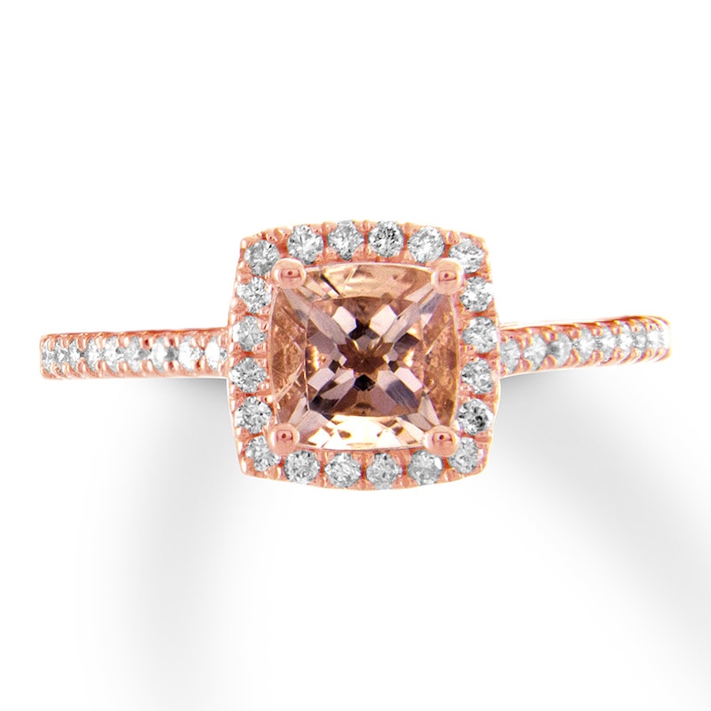 Morganite Engagement Ring 1/5 ct tw Diamonds 14K Rose Gold