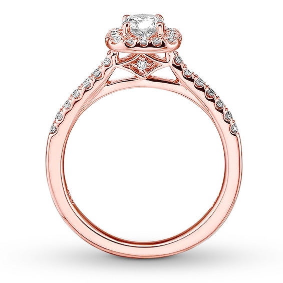 Diamond Engagement Ring 3/8 ct tw Round-cut 14K Rose Gold | Halo ...