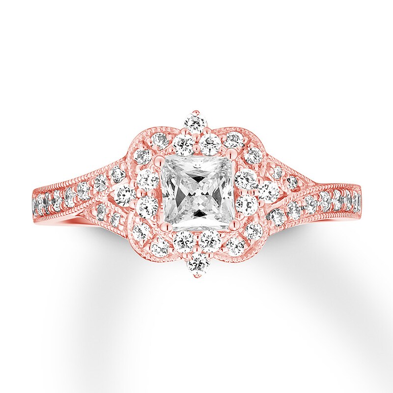 Main Image 1 of Diamond Engagement Ring 7/8 ct tw Princess-cut 14K Rose Gold