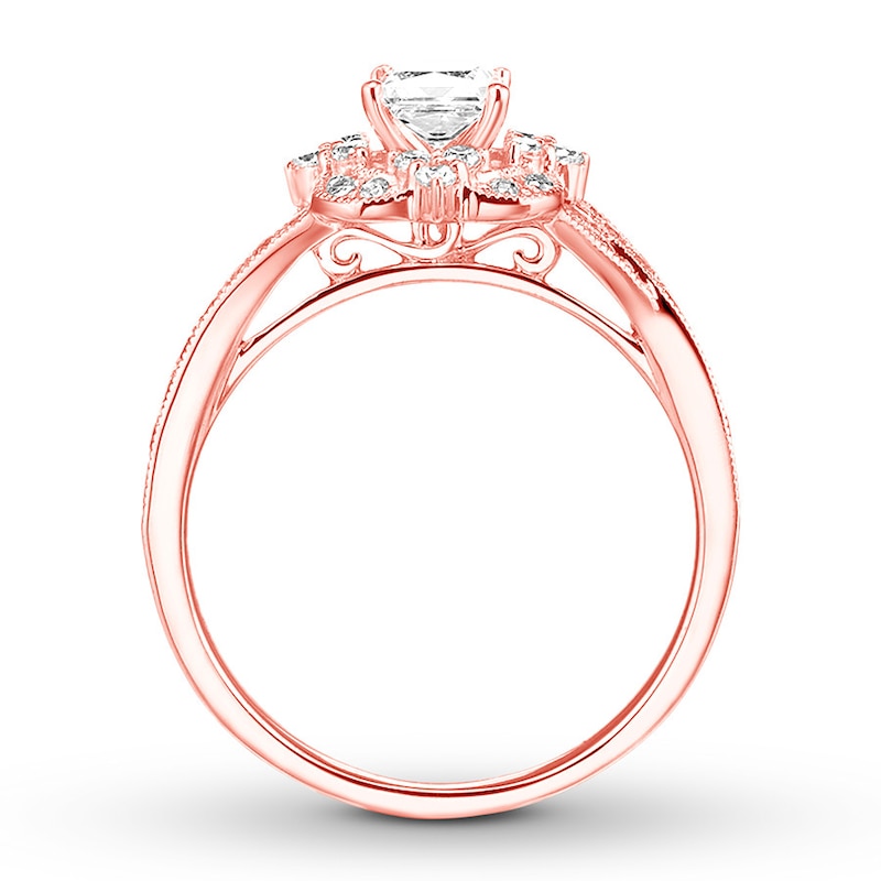 Diamond Engagement Ring 7/8 ct tw Princess-cut 14K Rose Gold