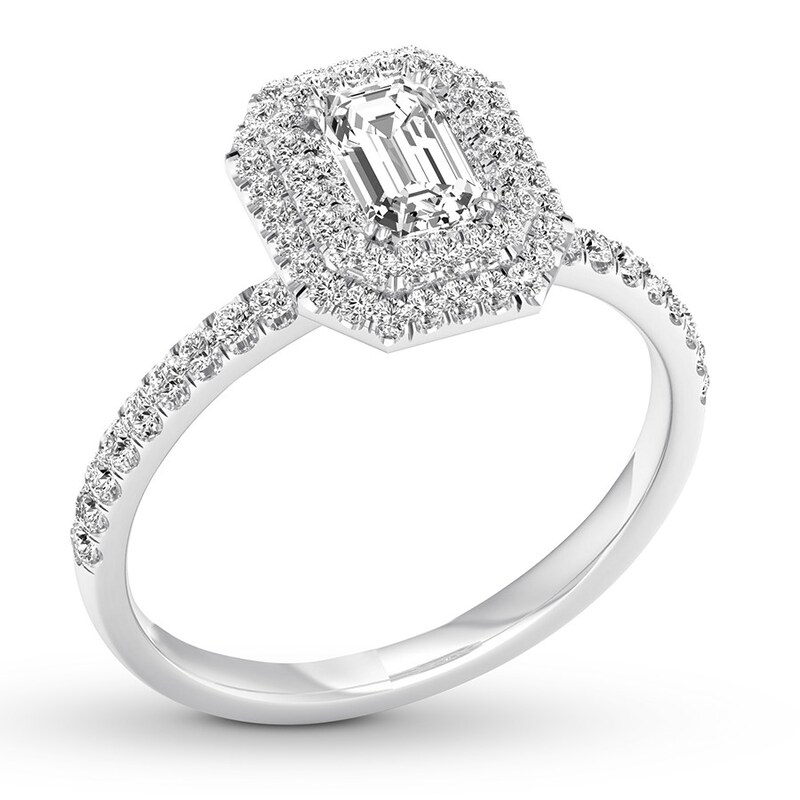 Main Image 4 of Diamond Engagement Ring 5/8 ct tw Emerald-cut 14K White Gold