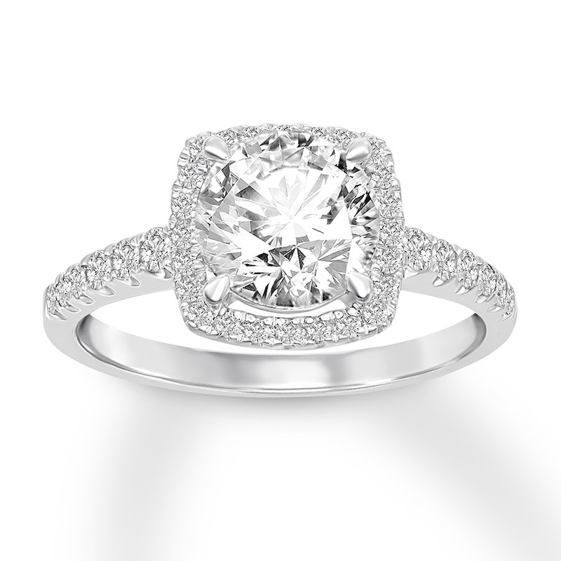Certified Diamond Ring 1-3/4 ct tw Round 18K White Gold