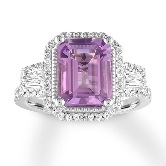 Amethyst Engagement Ring 1/2 ct tw Diamonds 14K White Gold | Jared