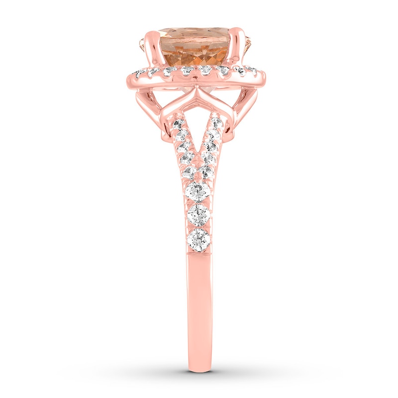 Morganite Engagement Ring 1/2 carat tw Diamonds 14K Rose Gold