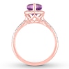 Thumbnail Image 1 of Amethyst Engagement Ring 1/3 ct tw Diamonds 14K Rose Gold