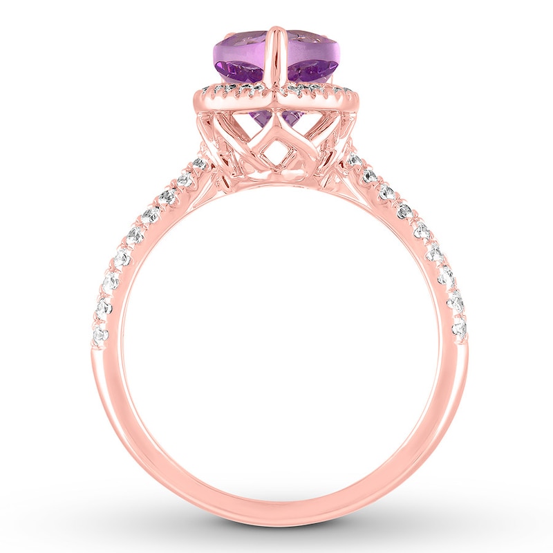 Main Image 2 of Amethyst Engagement Ring 1/3 ct tw Diamonds 14K Rose Gold