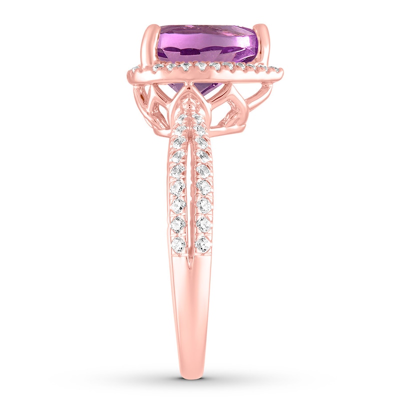 Main Image 3 of Amethyst Engagement Ring 1/3 ct tw Diamonds 14K Rose Gold