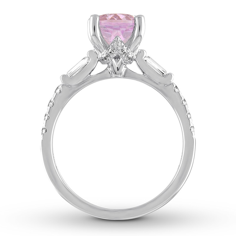 Amethyst Engagement Ring 1/3 carat tw Diamonds 14K White Gold