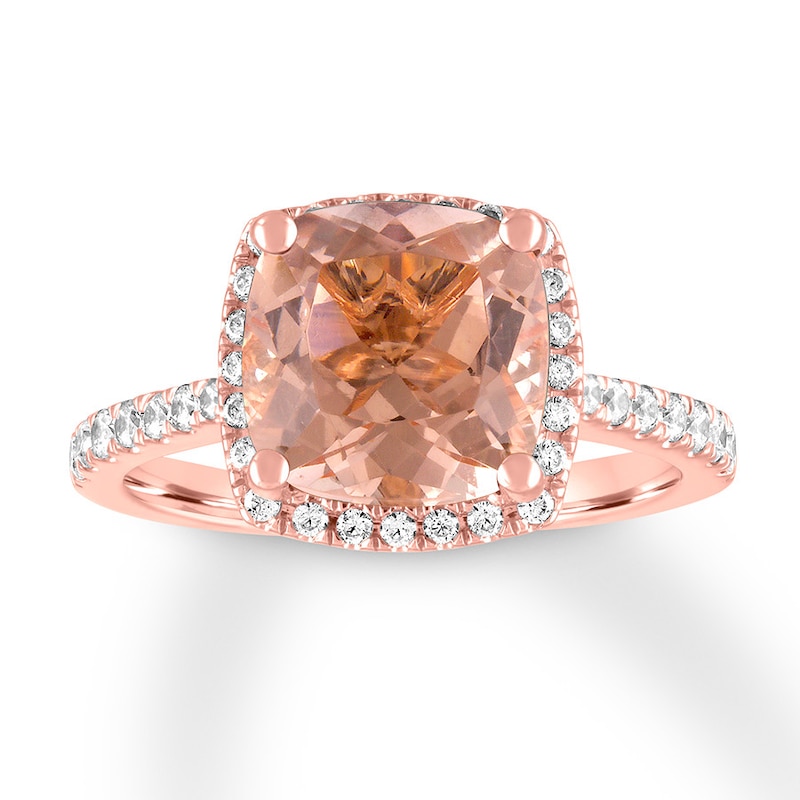 Main Image 1 of Morganite Engagement Ring 1/3 carat tw Diamonds 14K Rose Gold
