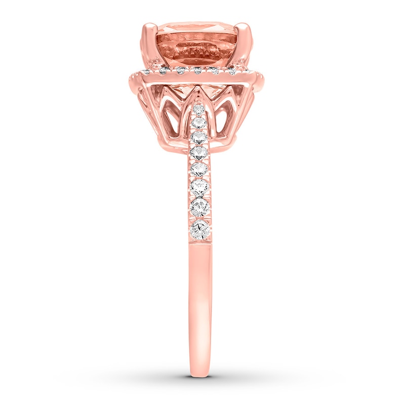 Main Image 2 of Morganite Engagement Ring 1/3 carat tw Diamonds 14K Rose Gold