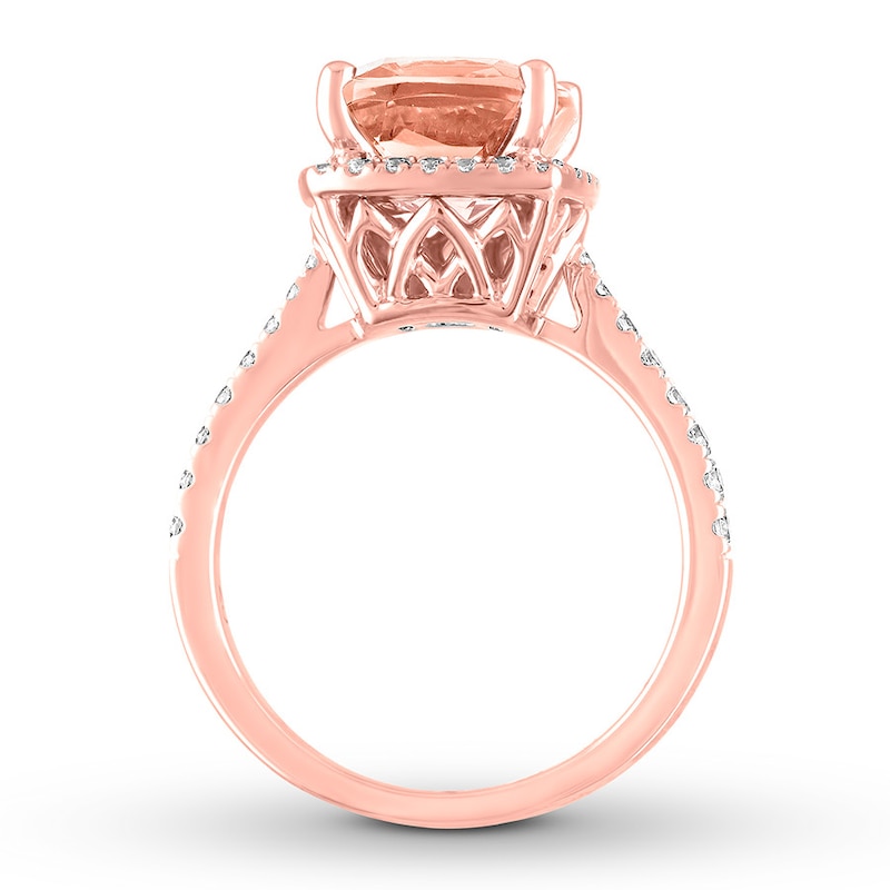Morganite Engagement Ring 1/3 carat tw Diamonds 14K Rose Gold