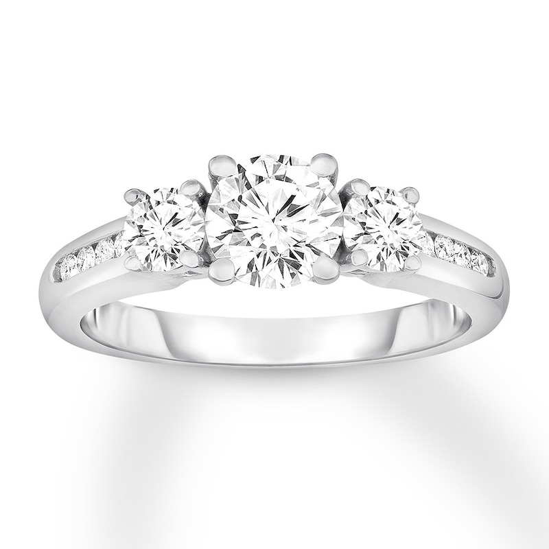 Main Image 1 of Three-Stone Diamond Ring 1-1/6 ct tw Round-cut 14K White Gold