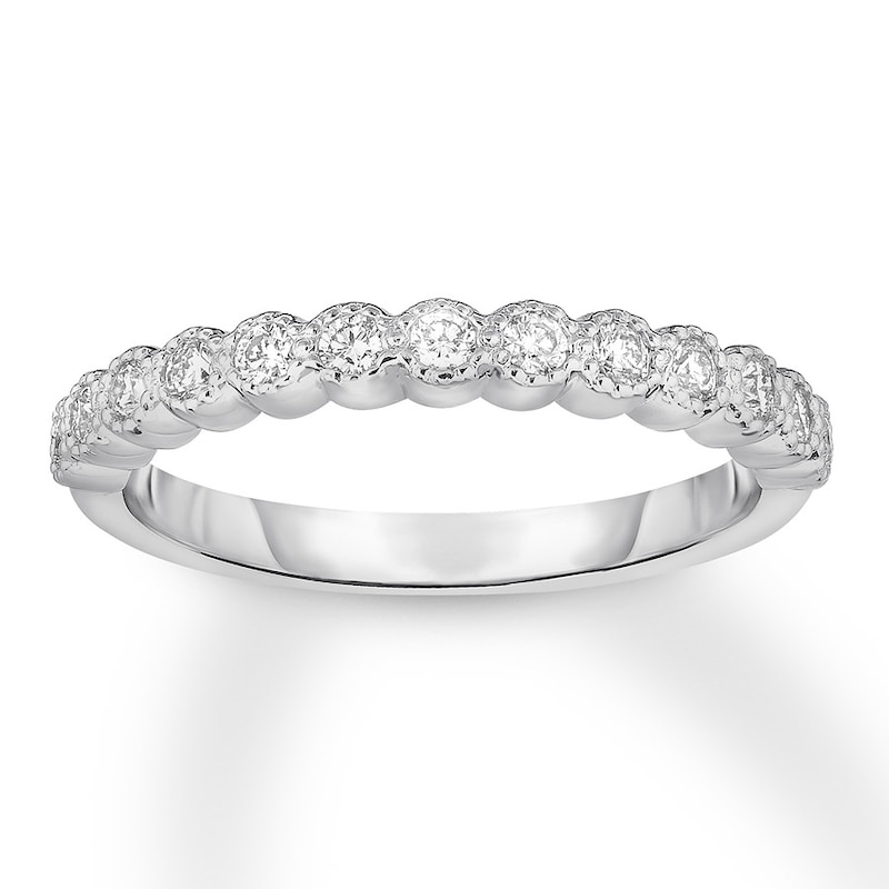 Main Image 1 of Diamond Wedding Band 1/4 ct tw Bezel-set/Round 14K White Gold