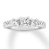 Three-Stone Diamond Ring 1-1/8 cttw Princess-cut 14K White Gold