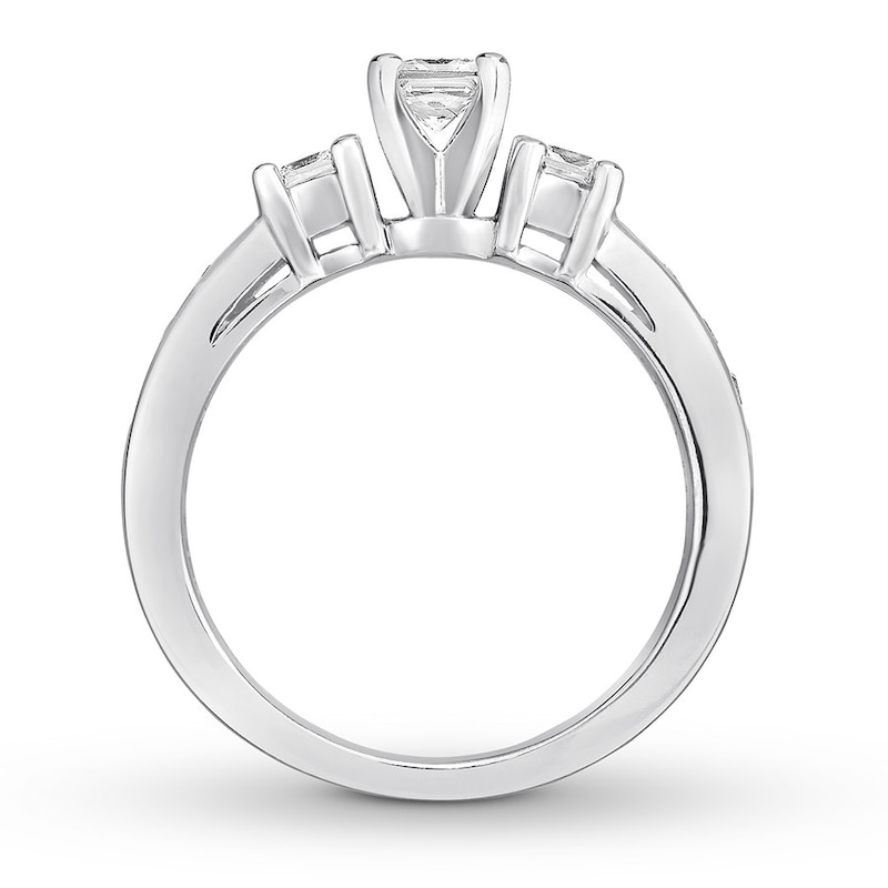 Three-Stone Diamond Ring 1-1/8 cttw Princess-cut 14K White Gold