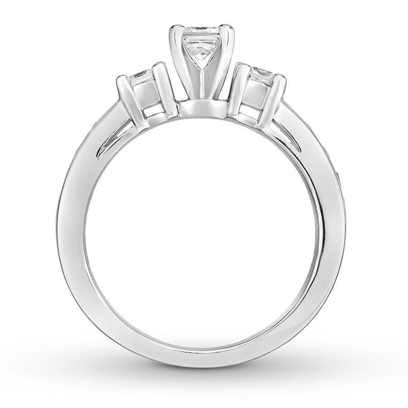 Main Image 2 of Three-Stone Diamond Ring 1-1/8 ct tw Princess-cut 14K White Gold