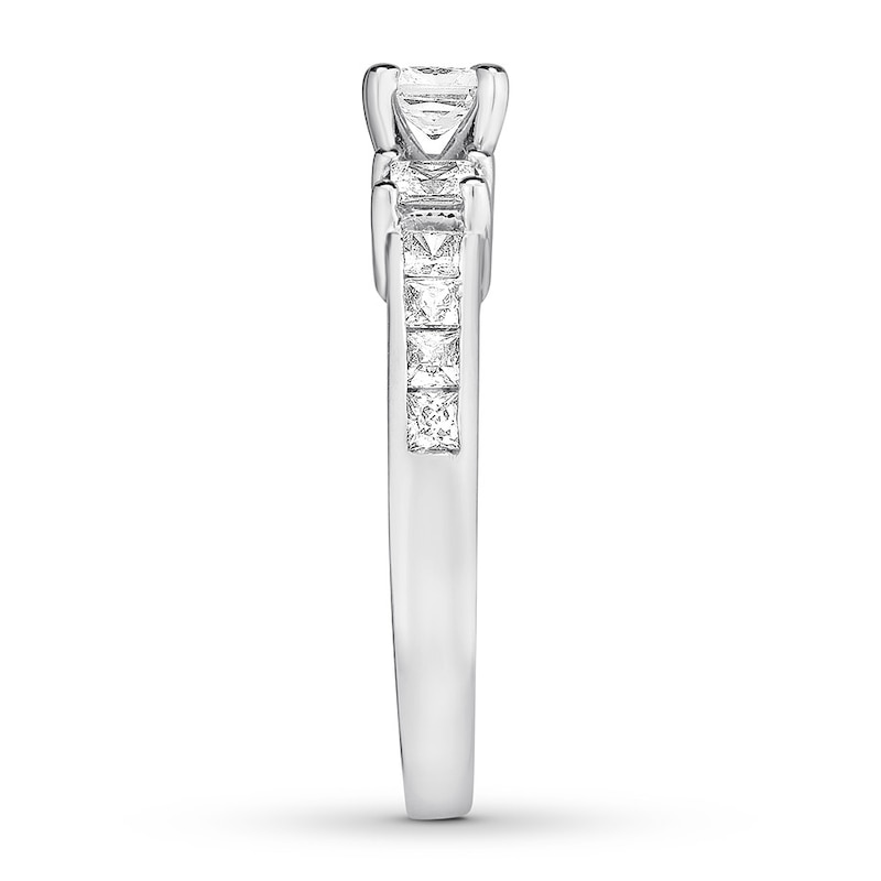 Main Image 3 of Three-Stone Diamond Ring 1-1/8 ct tw Princess-cut 14K White Gold