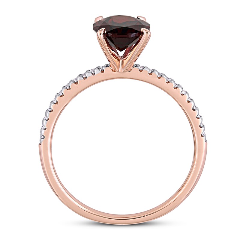 Natural Garnet Engagement Ring 1/10 ct tw Diamonds 14K Rose Gold