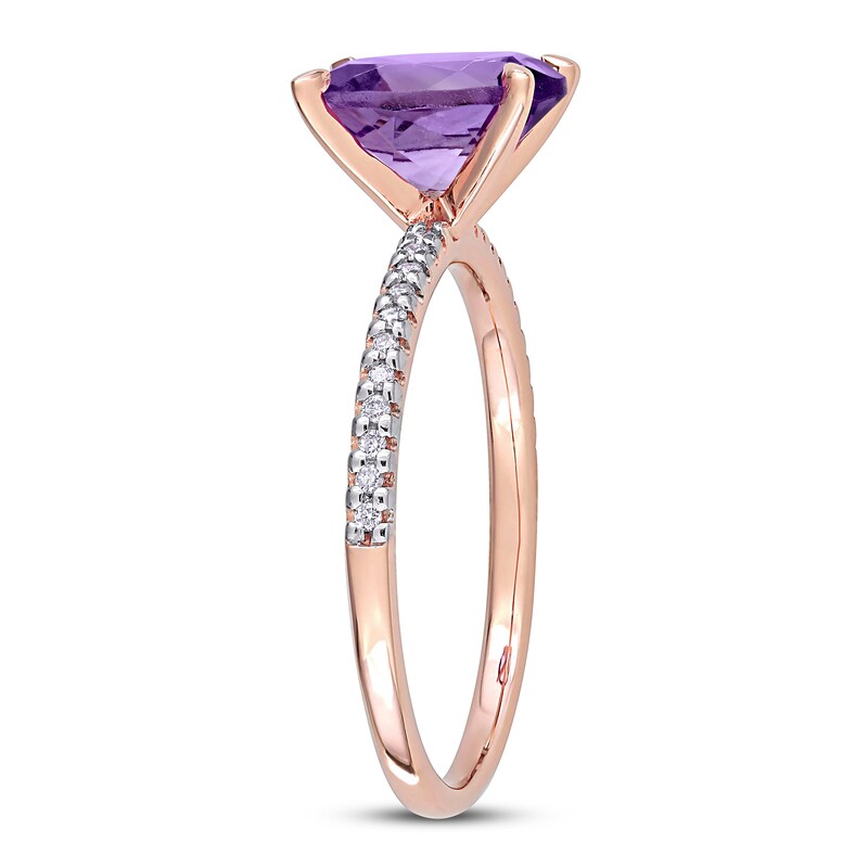 Natural Amethyst Engagement Ring 1/10 ct tw Diamonds 14K Rose Gold