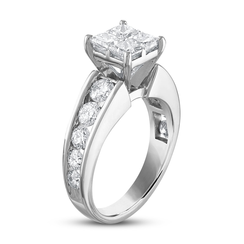 Diamond Engagement Ring 2-1/2 ct tw Princess/Round 14K White Gold