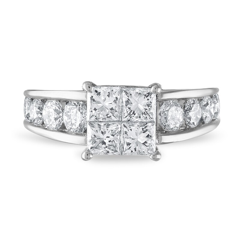 Diamond Engagement Ring 2-1/2 ct tw Princess/Round 14K White Gold