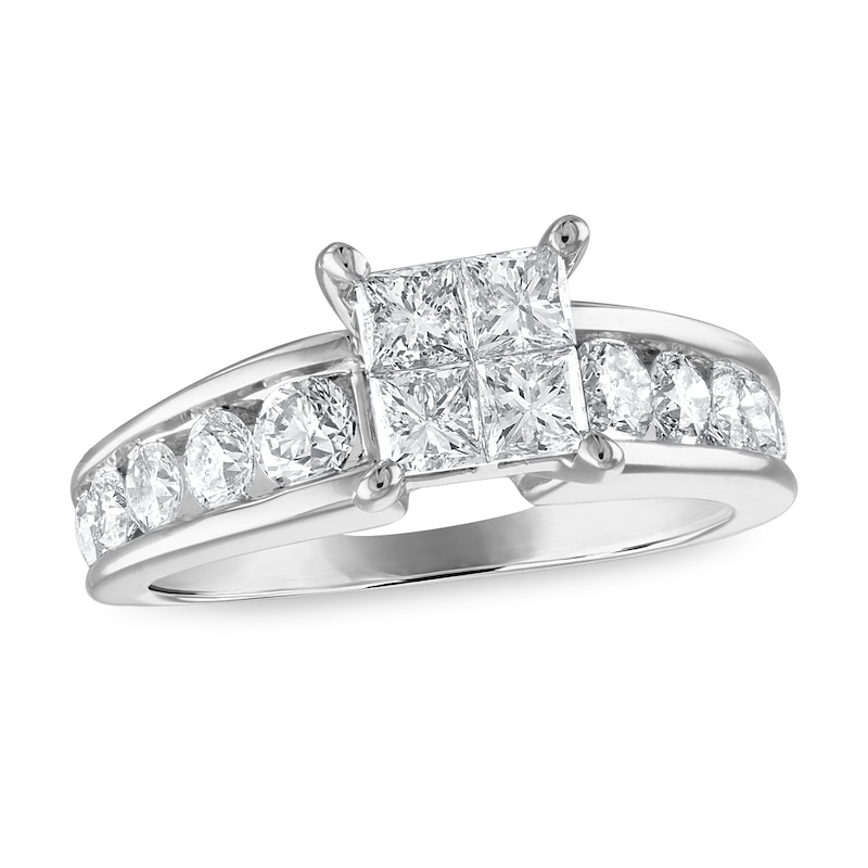 Diamond Engagement Ring 1-7/8 ct tw Princess/Round 14K White Gold