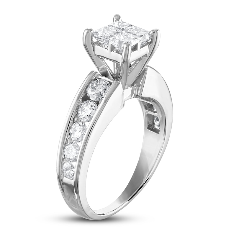 Diamond Engagement Ring 1-7/8 ct tw Princess/Round 14K White Gold