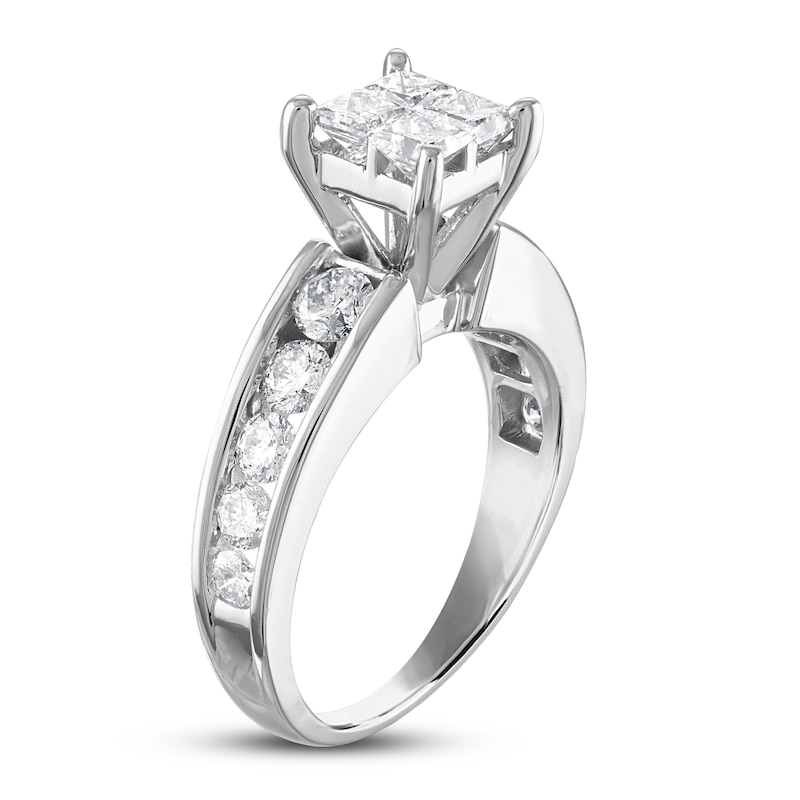 Main Image 2 of Diamond Engagement Ring 1-7/8 ct tw Princess/Round 14K White Gold