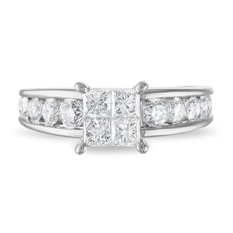 Main Image 3 of Diamond Engagement Ring 1-7/8 ct tw Princess/Round 14K White Gold