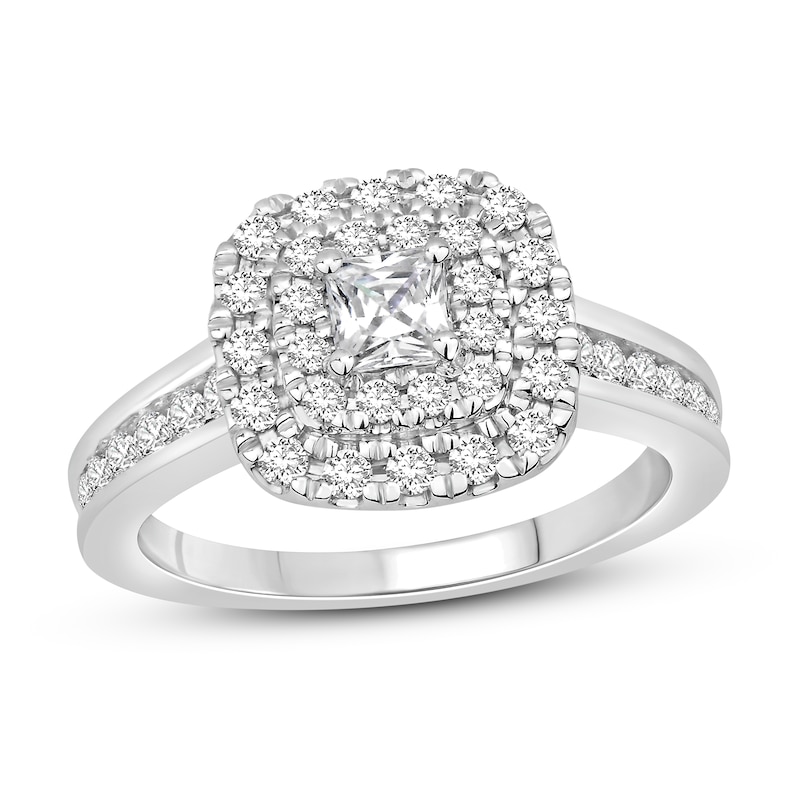 Main Image 1 of Diamond Engagement Ring 1 ct tw Princess/Round 14K White Gold