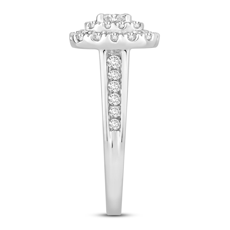 Main Image 3 of Diamond Engagement Ring 1 ct tw Princess/Round 14K White Gold