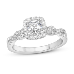 Diamond Engagement Ring 7/8 ct tw Princess/Round 14K White Gold