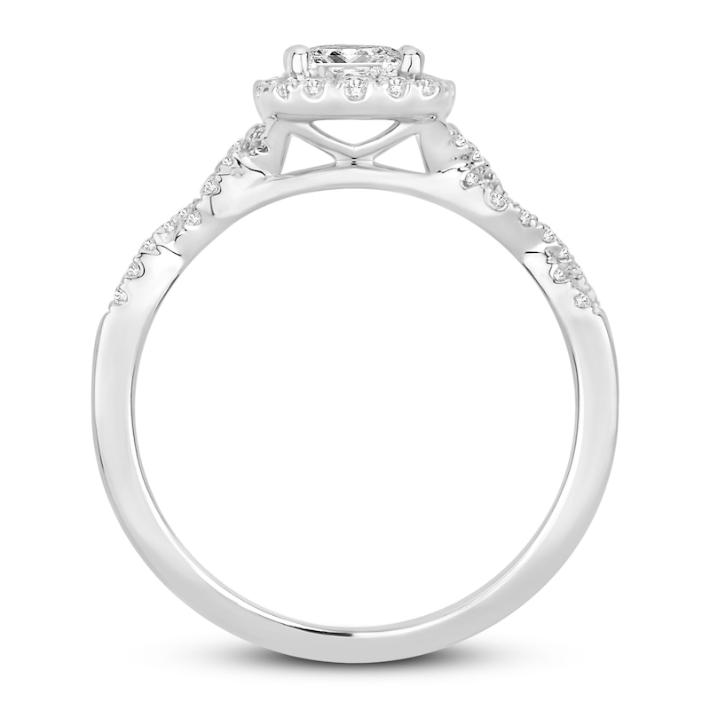 Diamond Engagement Ring 7/8 ct tw Princess/Round 14K White Gold