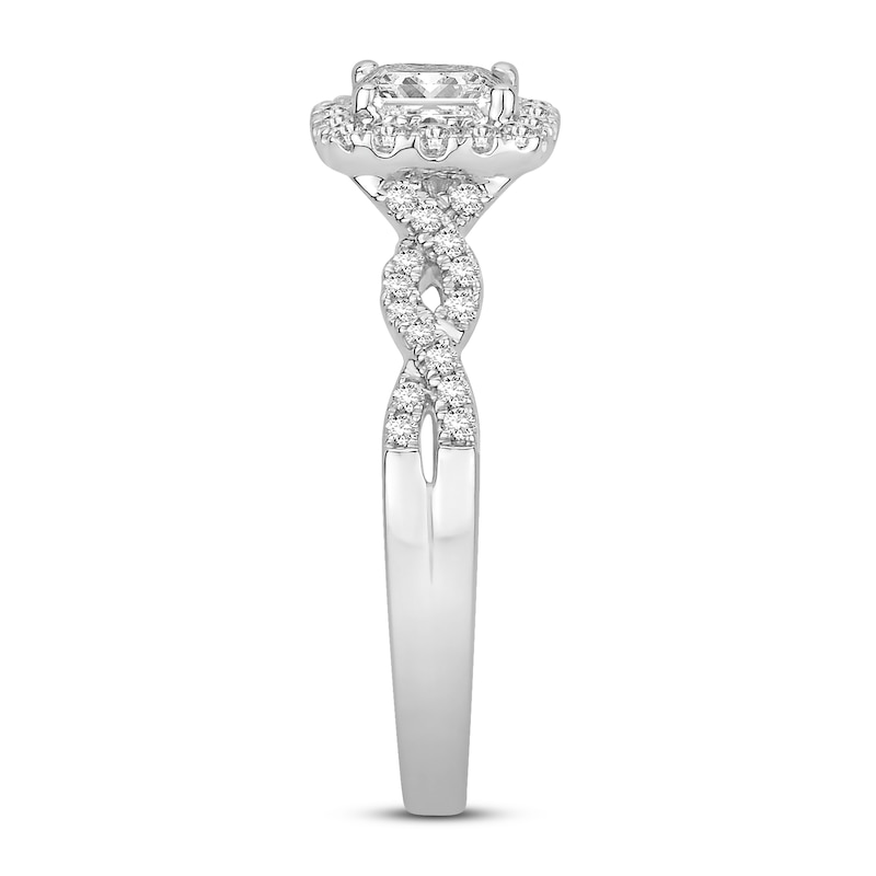 Diamond Engagement Ring 7/8 ct tw Princess/Round 14K White Gold
