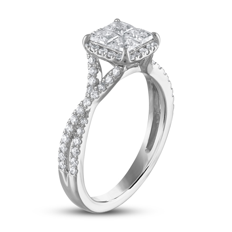 Diamond Engagement Ring 1 ct tw Princess/Round 14K White Gold