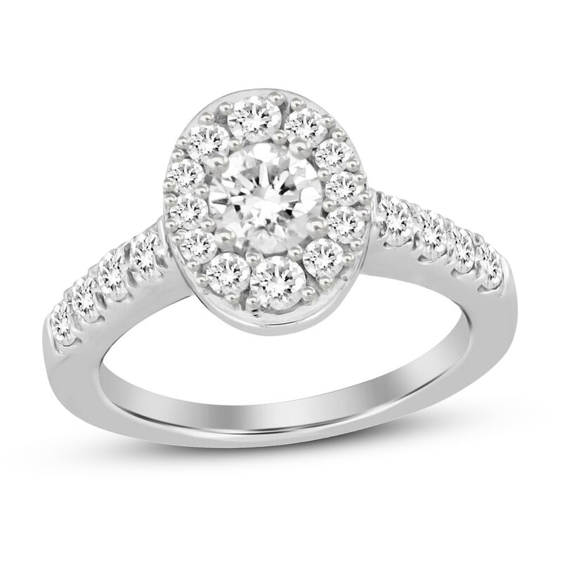 Diamond Engagement Ring 1-1/3 ct tw Round 14K White Gold with 360