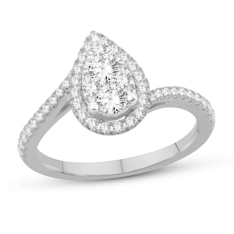 Diamond Engagement Ring 3/4 ct tw Round 14K White Gold with 360