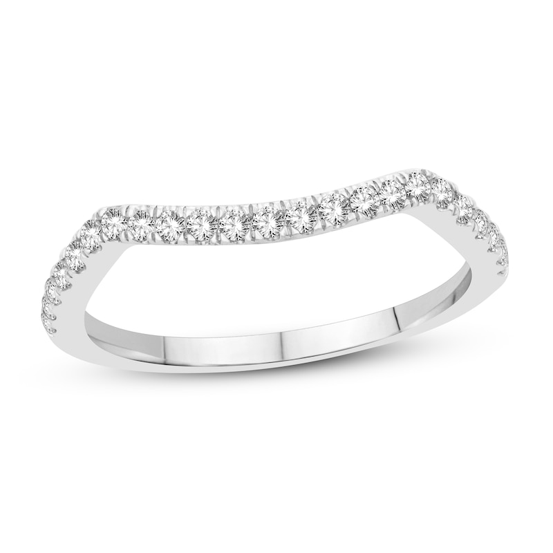 Main Image 3 of Double Diamond Contour Band 1/2 ct tw Round 14K White Gold