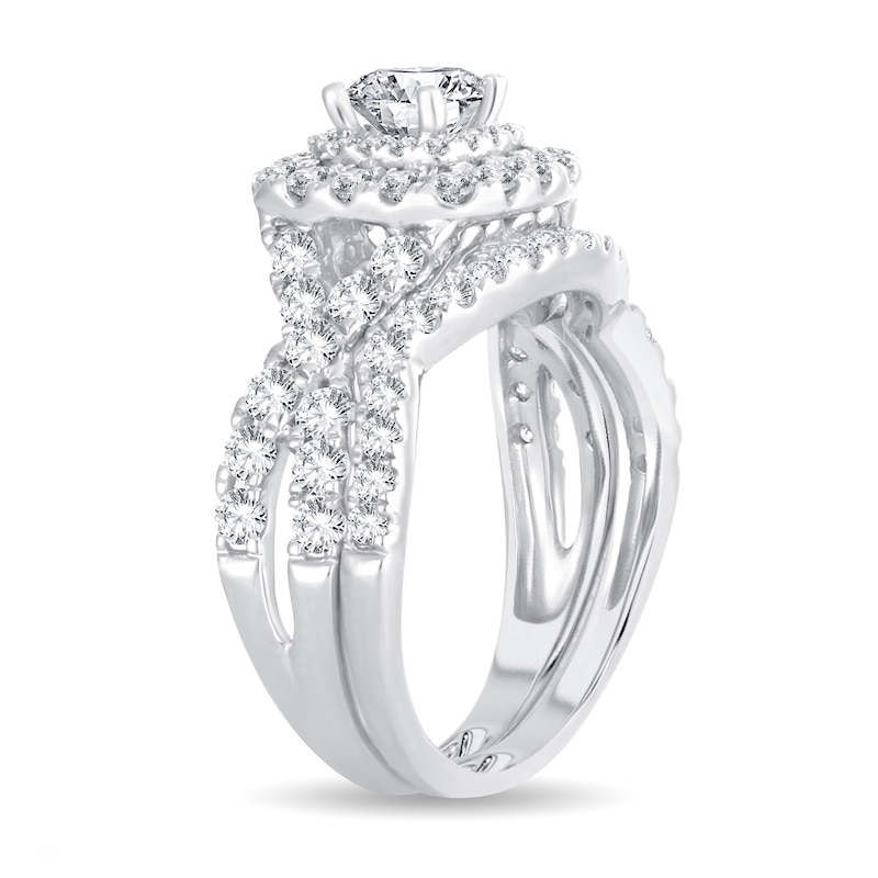 Main Image 2 of Diamond Bridal Set 1-7/8 ct tw Round/Princess 14K White Gold