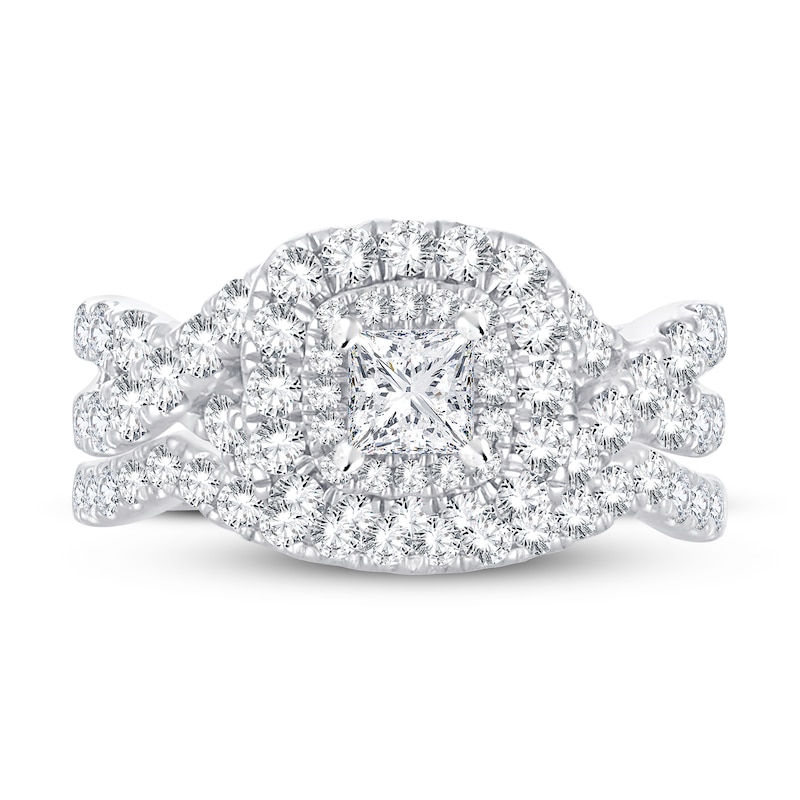 Main Image 3 of Diamond Bridal Set 1-7/8 ct tw Round/Princess 14K White Gold