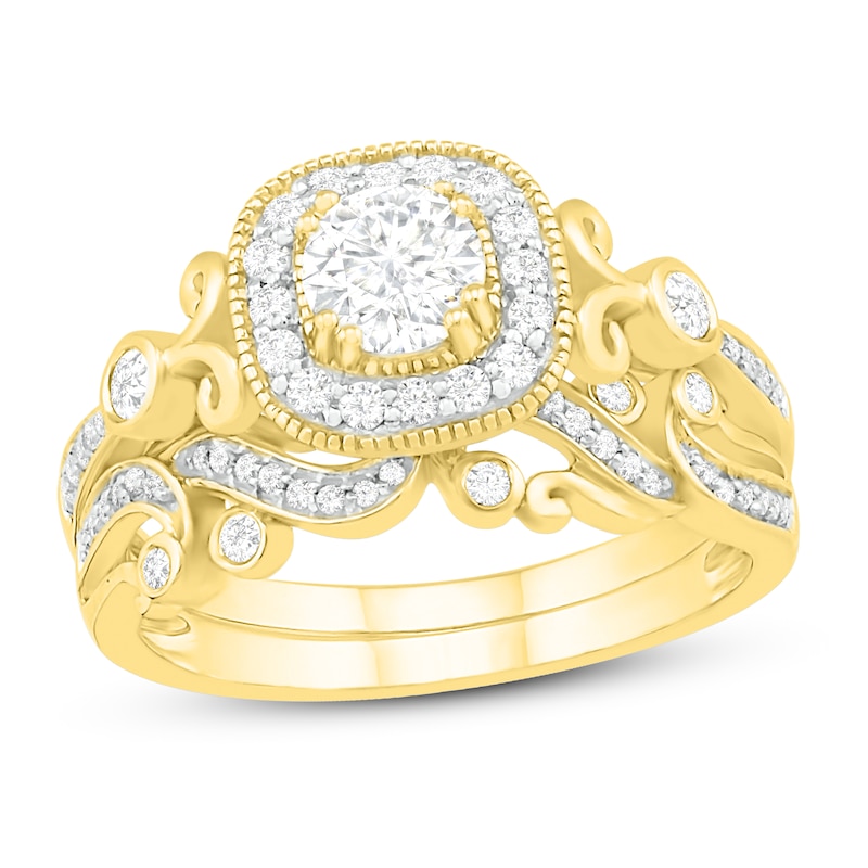 Main Image 1 of Diamond Bridal Set 5/8 ct tw Round 14K Yellow Gold