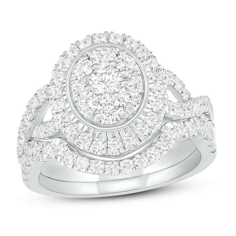 Main Image 1 of Diamond Bridal Set 1-3/8 ct tw Round 14K White Gold