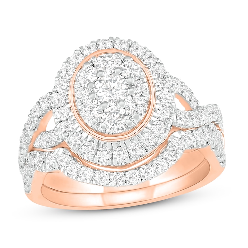Main Image 1 of Diamond Bridal Set 1-3/8 ct tw Round 14K Rose Gold