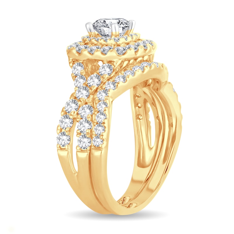 Main Image 2 of Diamond Bridal Set 1-7/8 ct tw Round/Princess 14K Yellow Gold