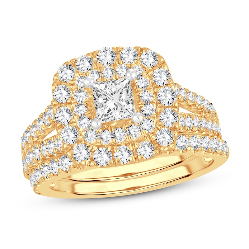 Main Image 1 of Diamond Bridal Set 2 ct tw Round/Princess 14K Yellow Gold